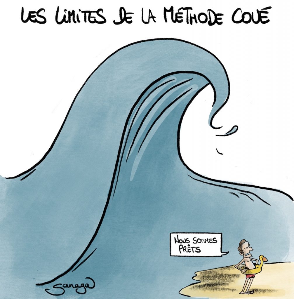 dessin presse humour coronavirus Emmanuel Macron image drôle deuxième vague