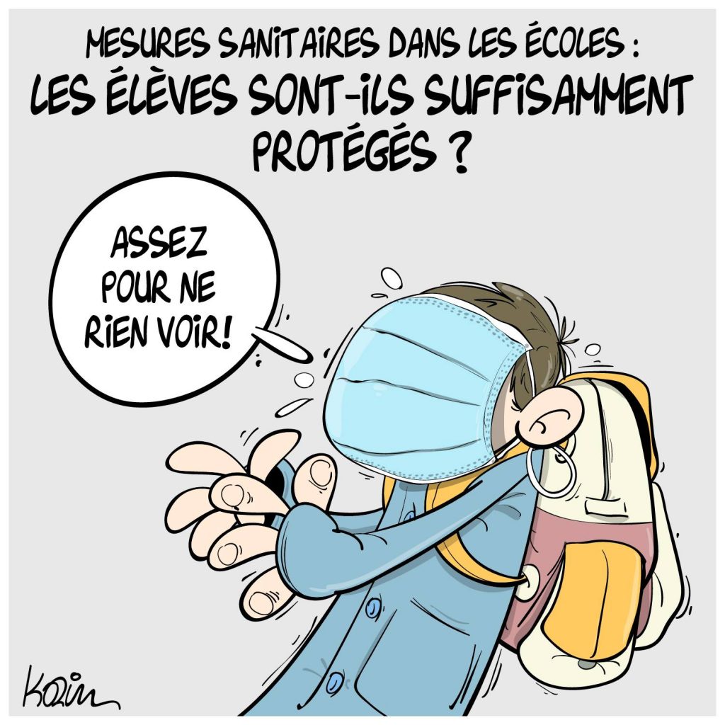 dessin presse humour coronavirus covid-19 image drôle mesures sanitaires écoles