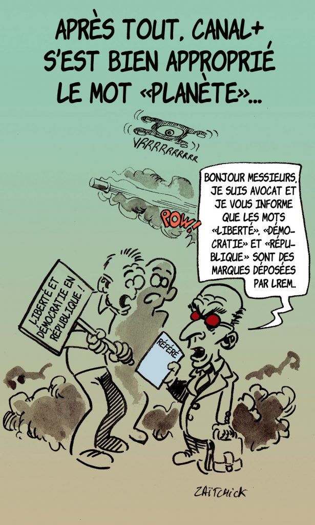 dessin presse humour langage novlangue image drôle privatisation démocratie LREM