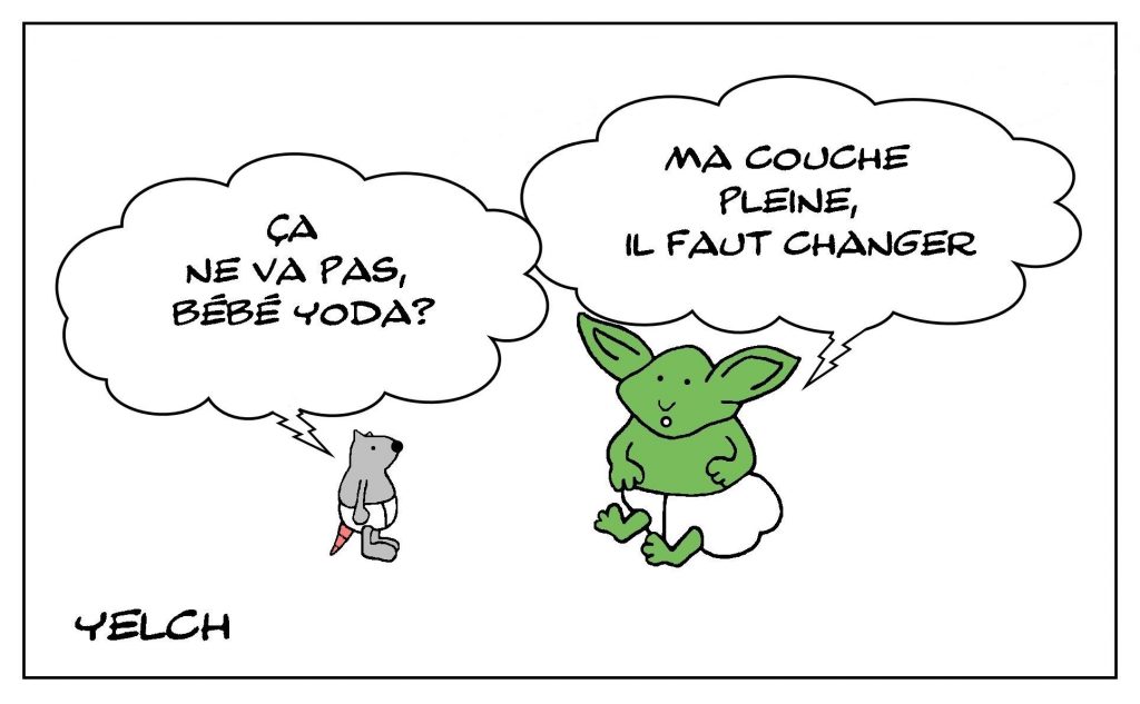 dessins humour Star Wars image drôle bébé Yoda couche