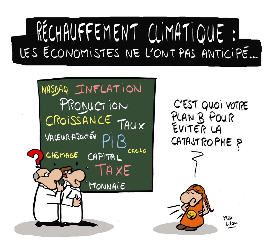 dessin presse humour réchauffement climatique image drôle économistes anticipation