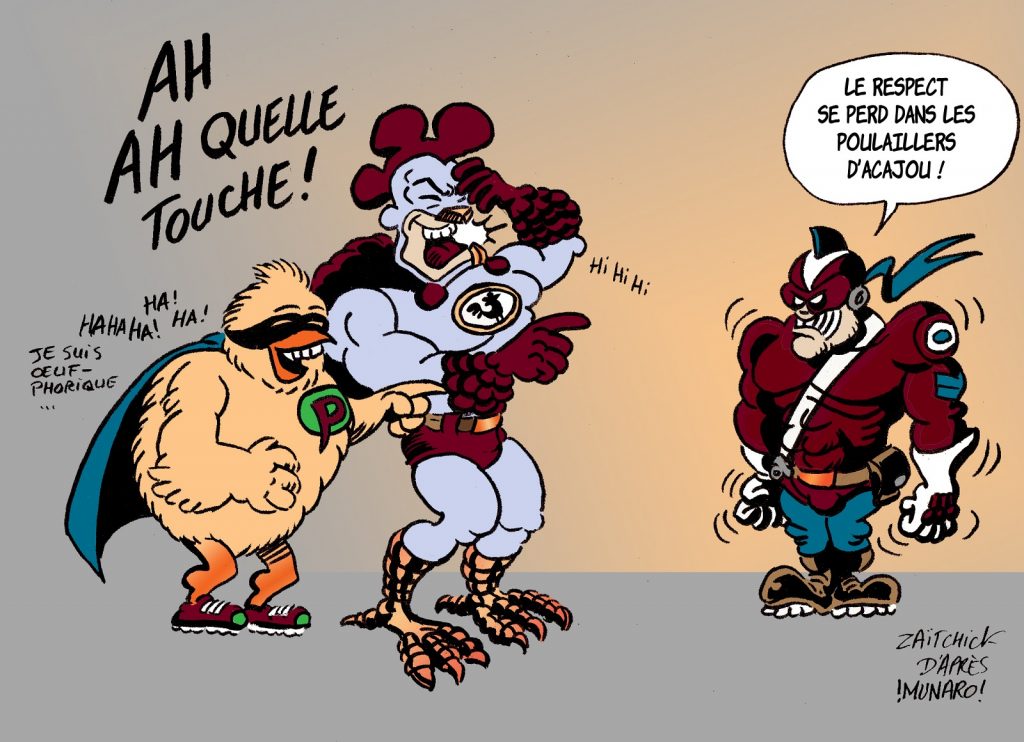 image drôle Le Brigadier dessin humour Coq-Man Poussin Cyrille Munaro