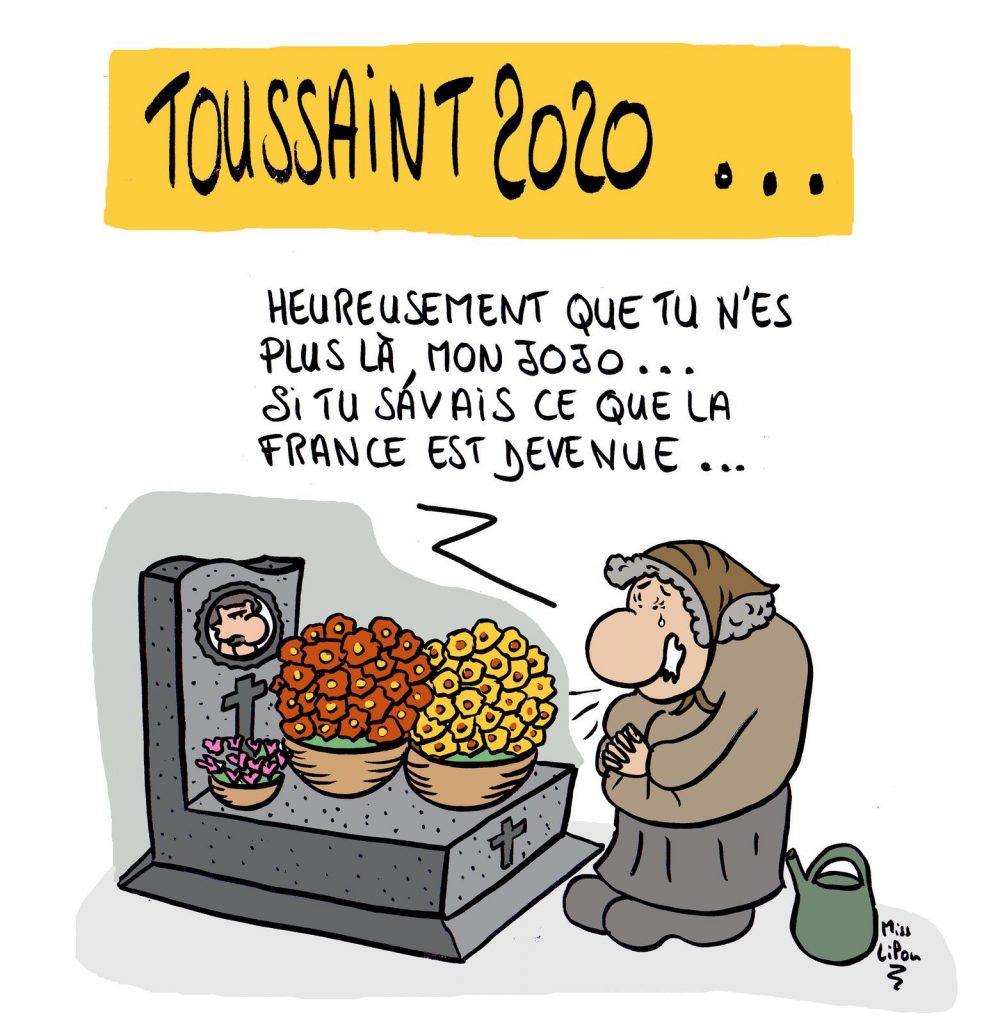 dessin presse humour terrorisme coronavirus image drôle Toussaint fête des morts