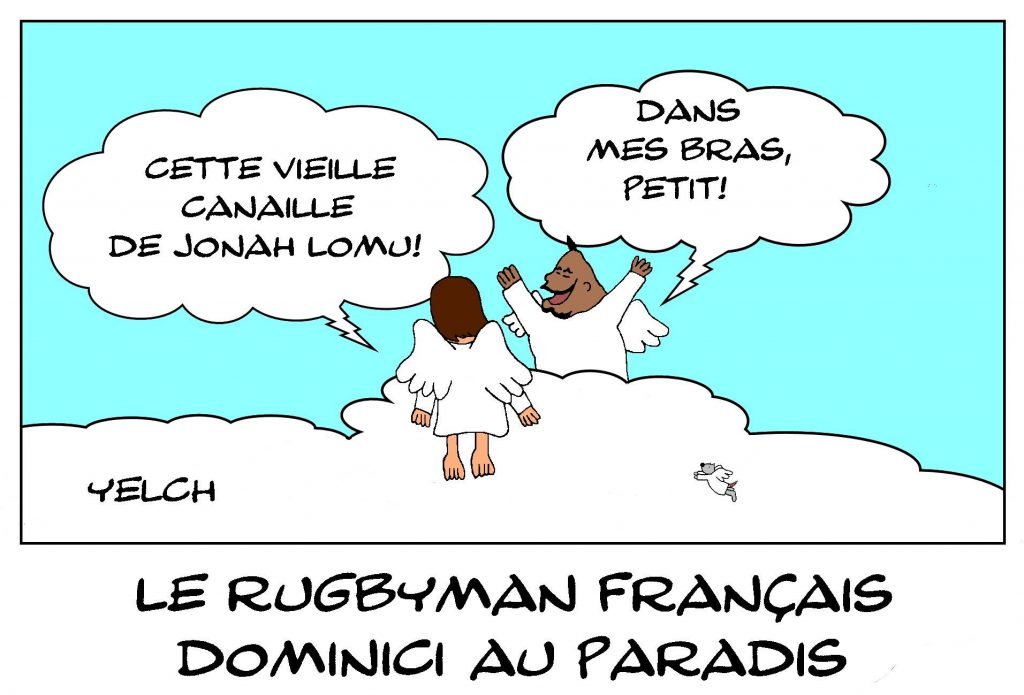 image drôle décès Christophe Dominici dessin humour Jonah Lomu rugby