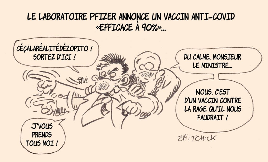 dessin presse humour coronavirus covid19 image drôle Pfizer Olivier Véran Assemblée Nationale