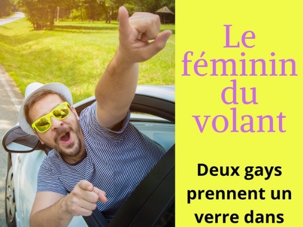 humour, blague sur l'homosexualité, blague sur la conduite, blague sur le côté féminin, blague sur les femmes au volant, blague sur les voitures, blague sur les gays