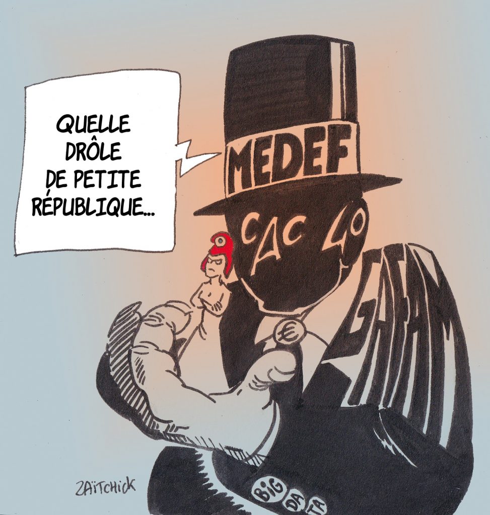 dessin presse humour Big Data Gafam Medef image drôle République Française