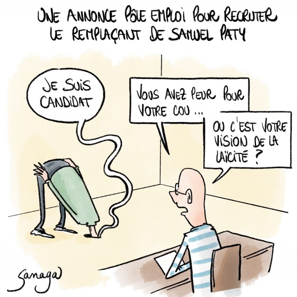 dessin presse humour Samuel Paty image drôle petite annonce Éducation Nationale