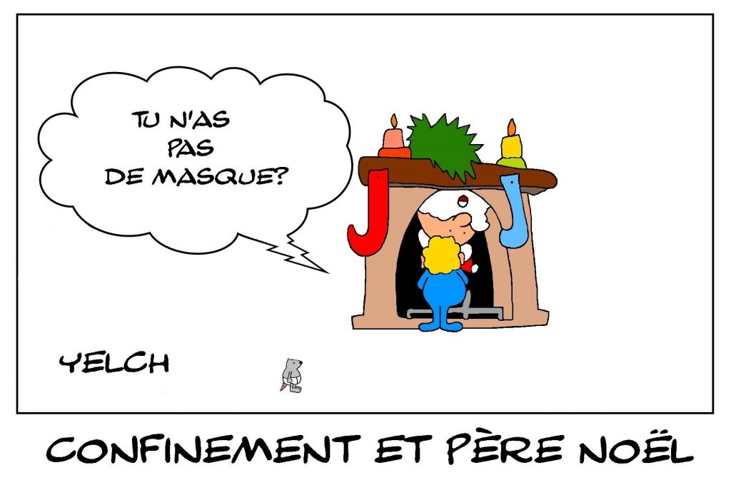 dessins humour coronavirus confinement drôle Père Noël gestes barrières