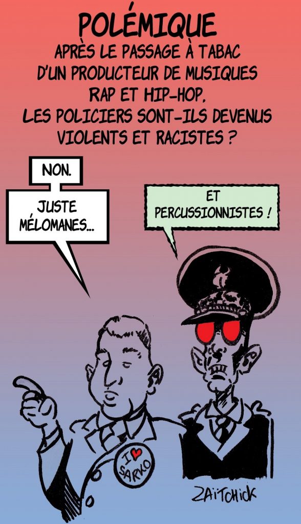 dessin presse humour violences policières image drôle racisme Didier Lallement
