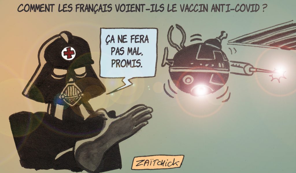 dessin presse humour coronavirus covid19 image drôle vaccin anti-covid Dark Vador