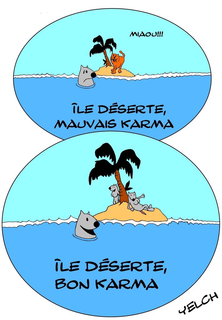 dessins humour île déserte image drôle karma