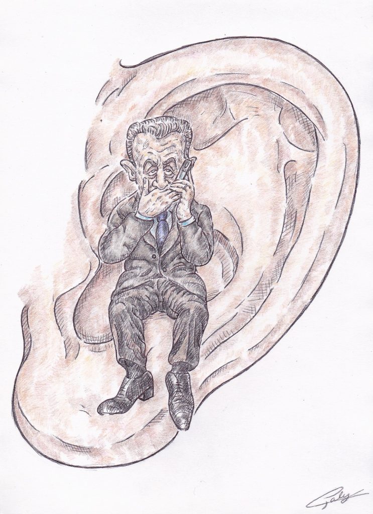 image drôle affaire Nicolas Sarkozy dessin humour Paul Bismuth écoutes téléphoniques