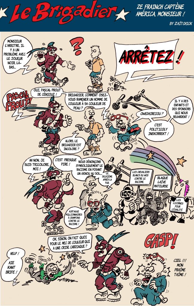 image drôle Le Brigadier dessin humour racisme footballeur Pascal Praud SJW