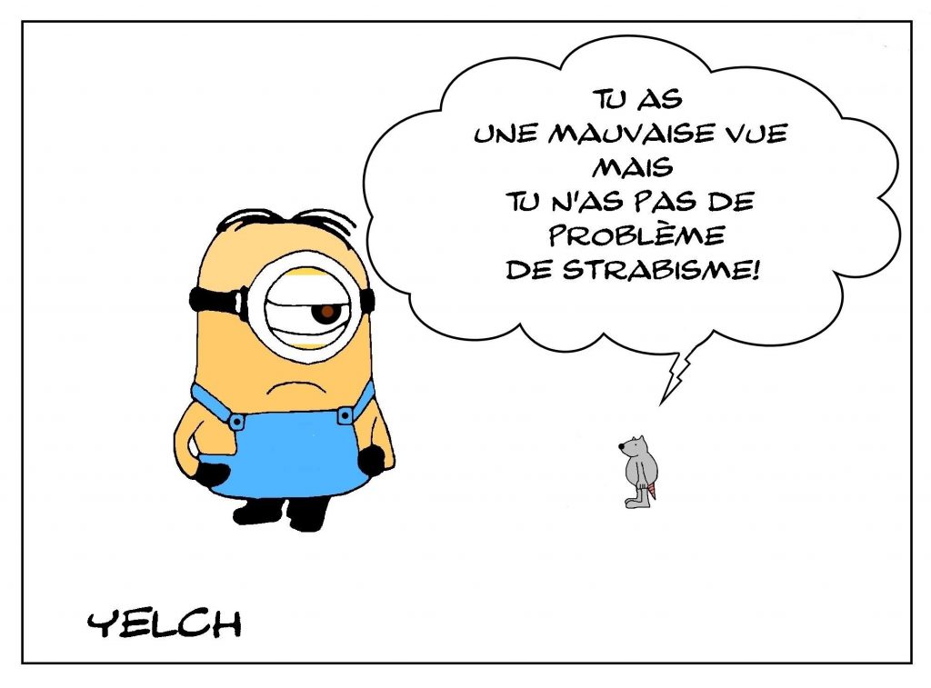 dessins humour minion Stuart image drôle vision strabisme