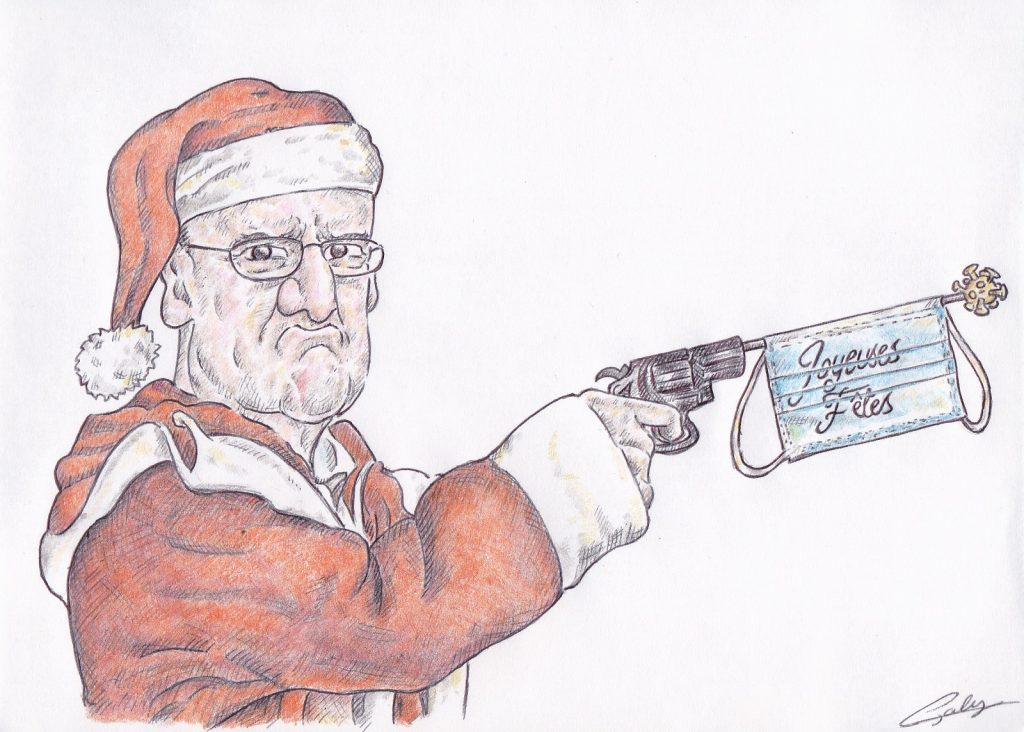 image drôle coronavirus Covid-19 dessin humour Jean Castex Père Noël