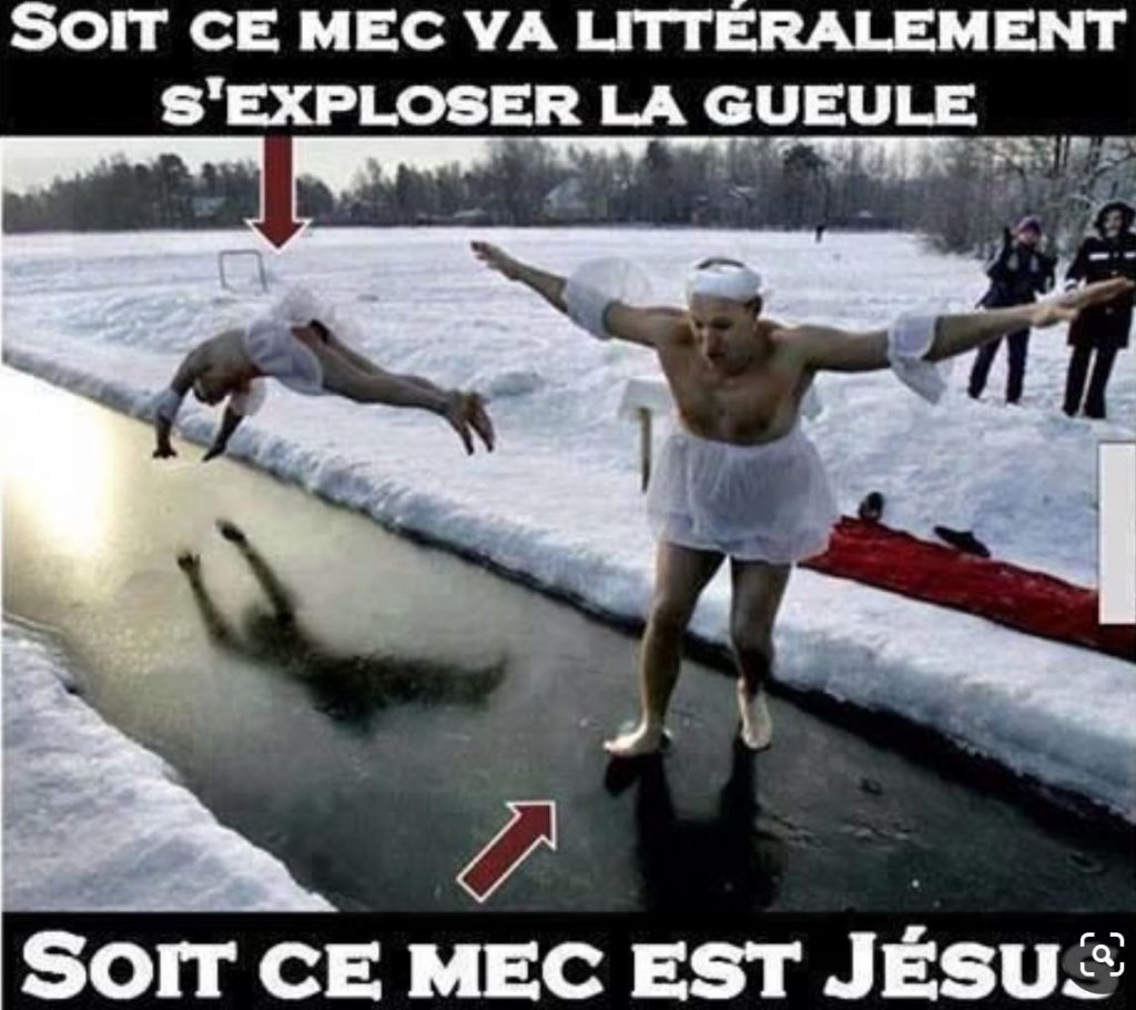 dessin humour marcher eau image drôle miracle Jésus