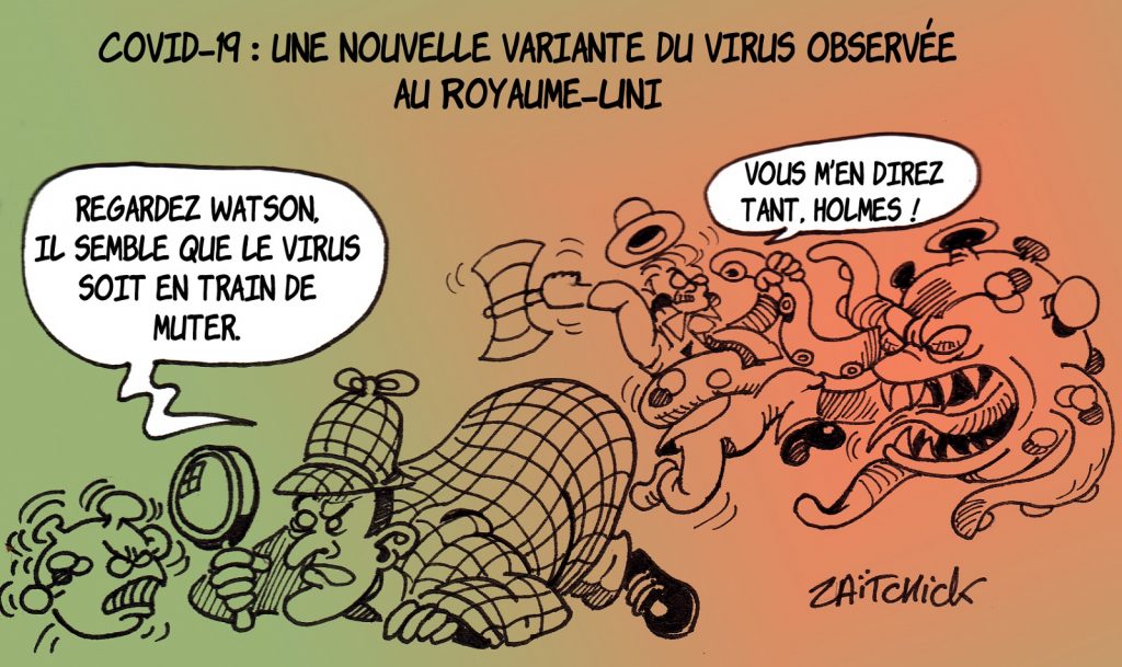 dessin presse humour coronavirus covid-19 image drôle mutation virus Angleterre