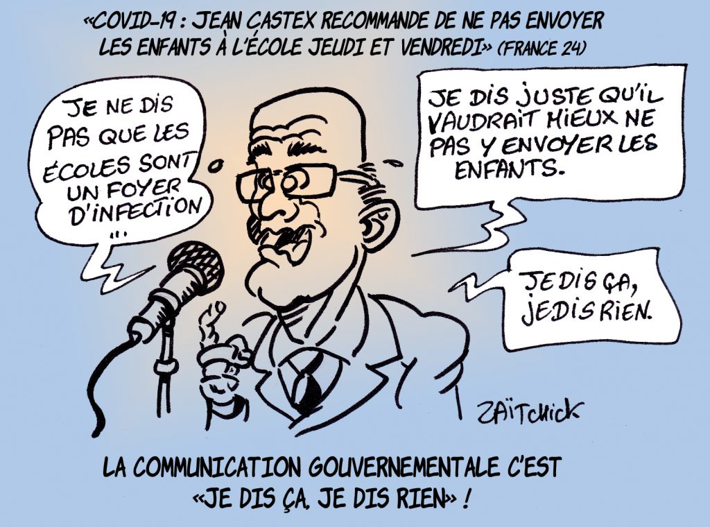 dessin presse humour coronavirus auto-confinement image drôle Jean Castex école