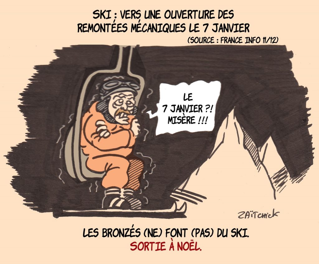 dessin presse humour coronavirus confinement image drôle remontées mécaniques ski