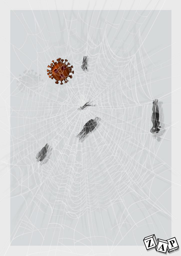 dessin presse humour coronavirus covid-19 image drôle toile araignée