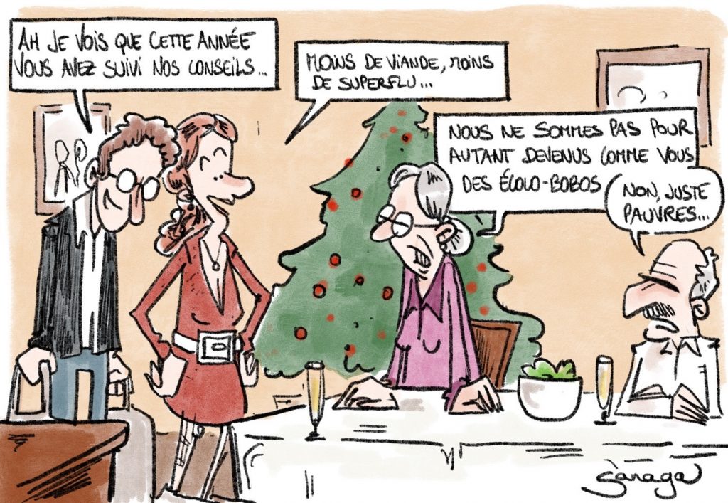 dessin presse humour coronavirus covid-19 image drôle écolo-bobos Noël pauvreté