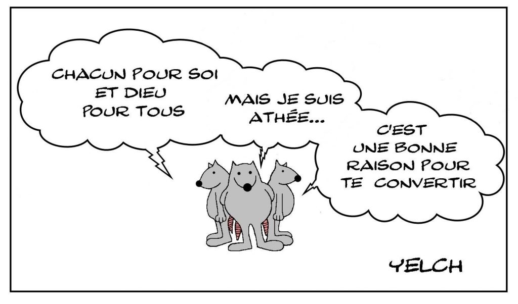 dessins humour religion Dieu image drôle chacun pour soi