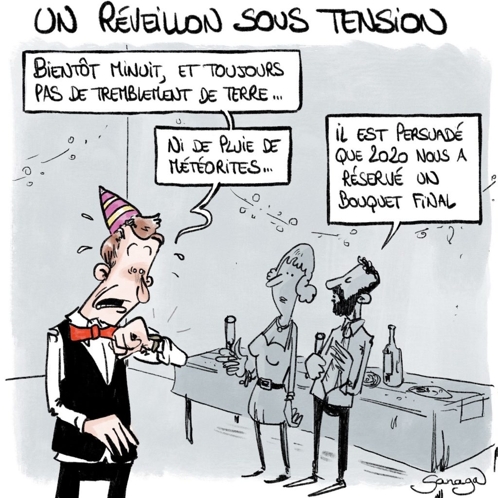 dessin presse humour réveillon fin d’année image drôle 2020 crise catastrophes