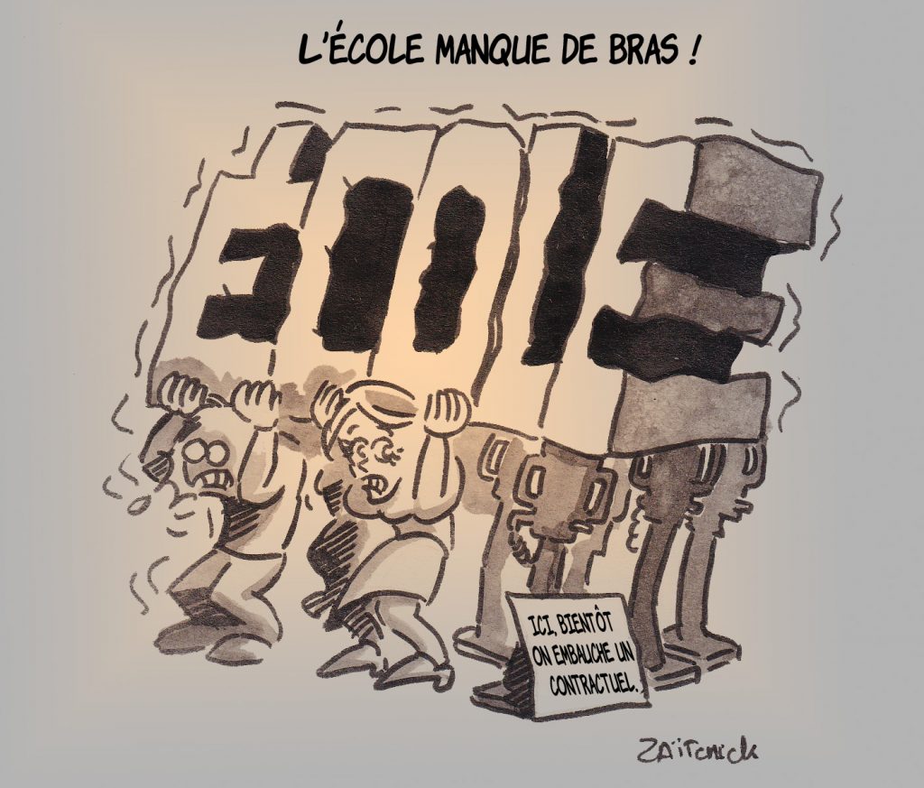 dessin presse humour école publique image drôle Éducation Nationale manque personnel