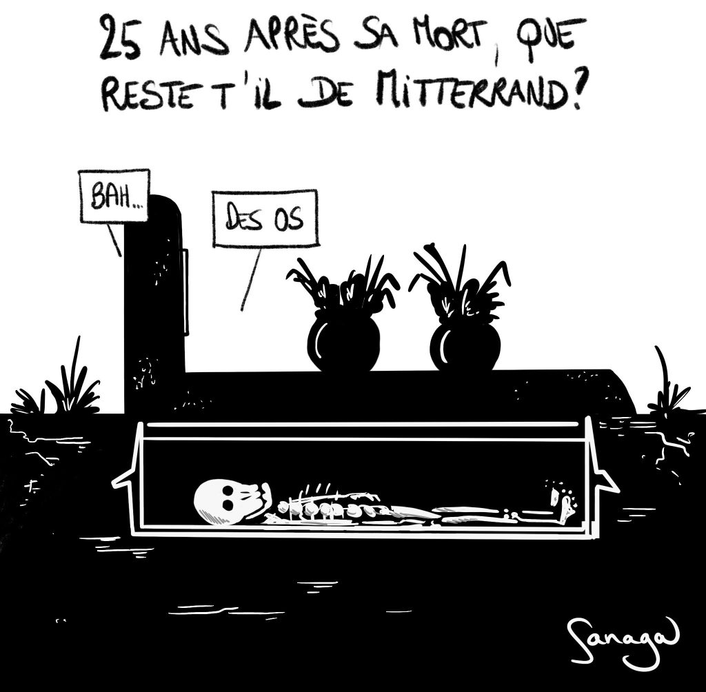 dessin presse humour François Mitterrand image drôle mort héritage squelette os