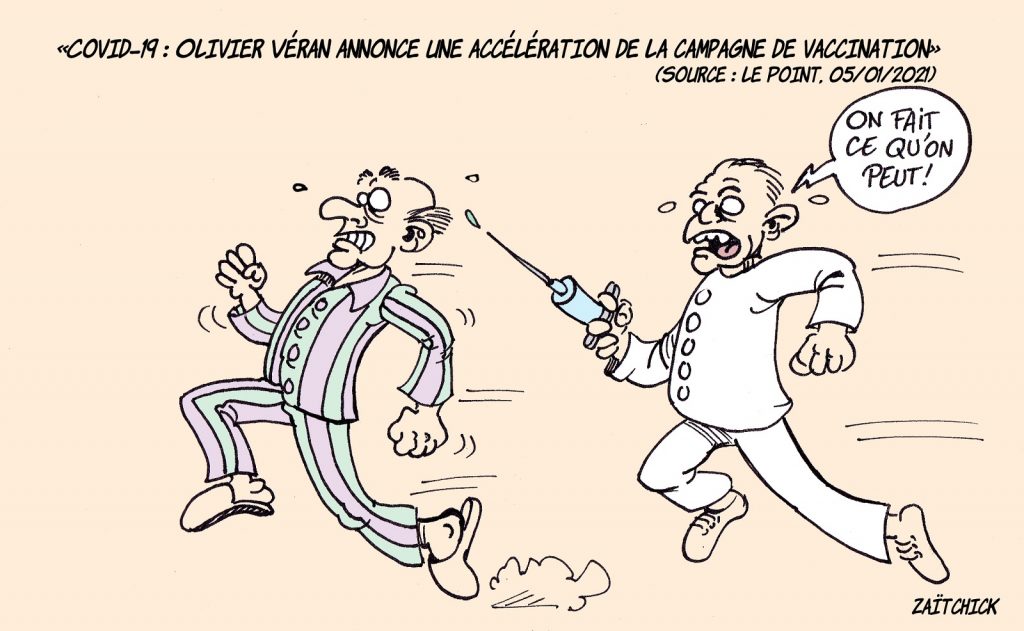 dessin presse humour coronavirus covid-19 image drôle vaccin anti-covid accélération campagne vaccination