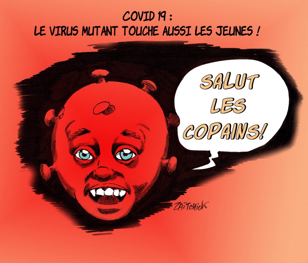 dessin presse humour coronavirus covid-19 image drôle contagiosité virus mutant jeunes