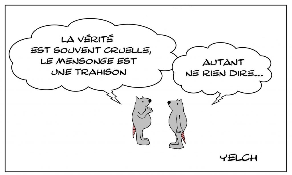 image drôle philosophie pensée dessin humour vérité cruauté mensonge trahison