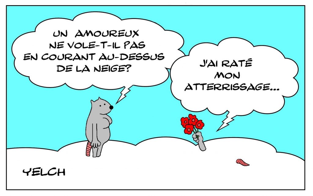 dessins humour amour neige image drôle voler courir atterrissage