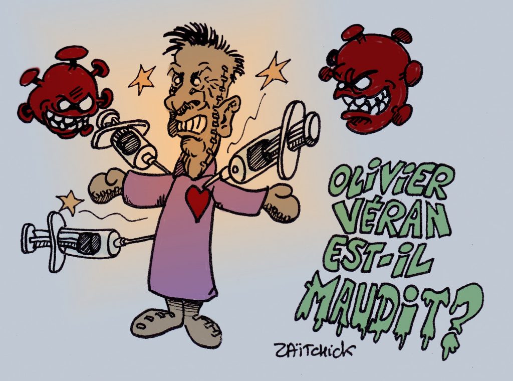 dessin presse humour coronavirus covid-19 vaccin image drôle Olivier Véran malédiction vaudou