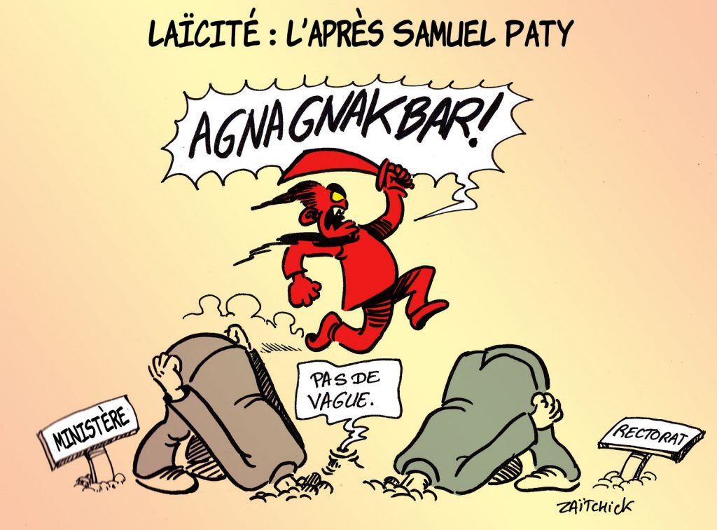 dessin presse humour Éducation Nationale image drôle laïcité Samuel Paty islamisme