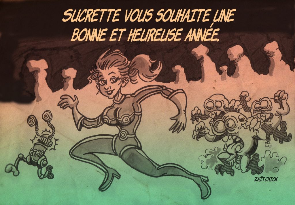 dessin humour Sucrette sexe image drôle science-fiction monstre de l’espace nouvelle année 2021