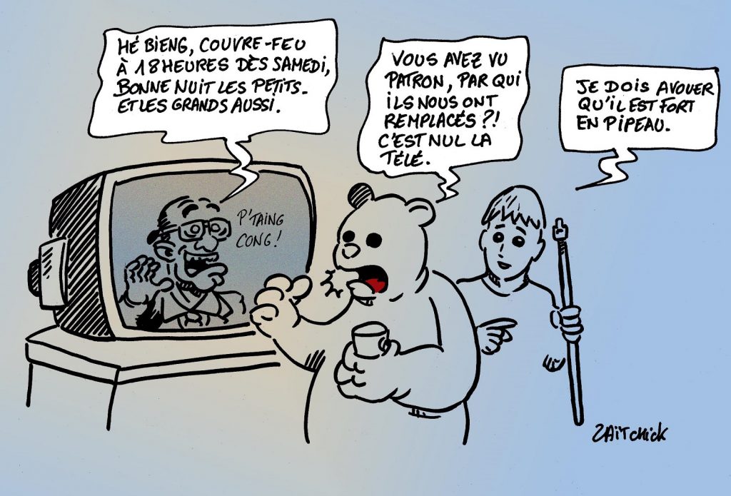 dessin presse humour coronavirus covid-19 image drôle Jean Castex couvre-feu