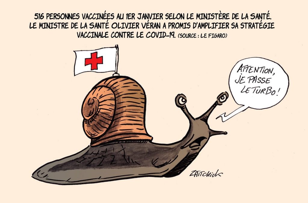 dessin presse humour coronavirus covid-19 image drôle vaccin anti-covid campagne vaccination escargot