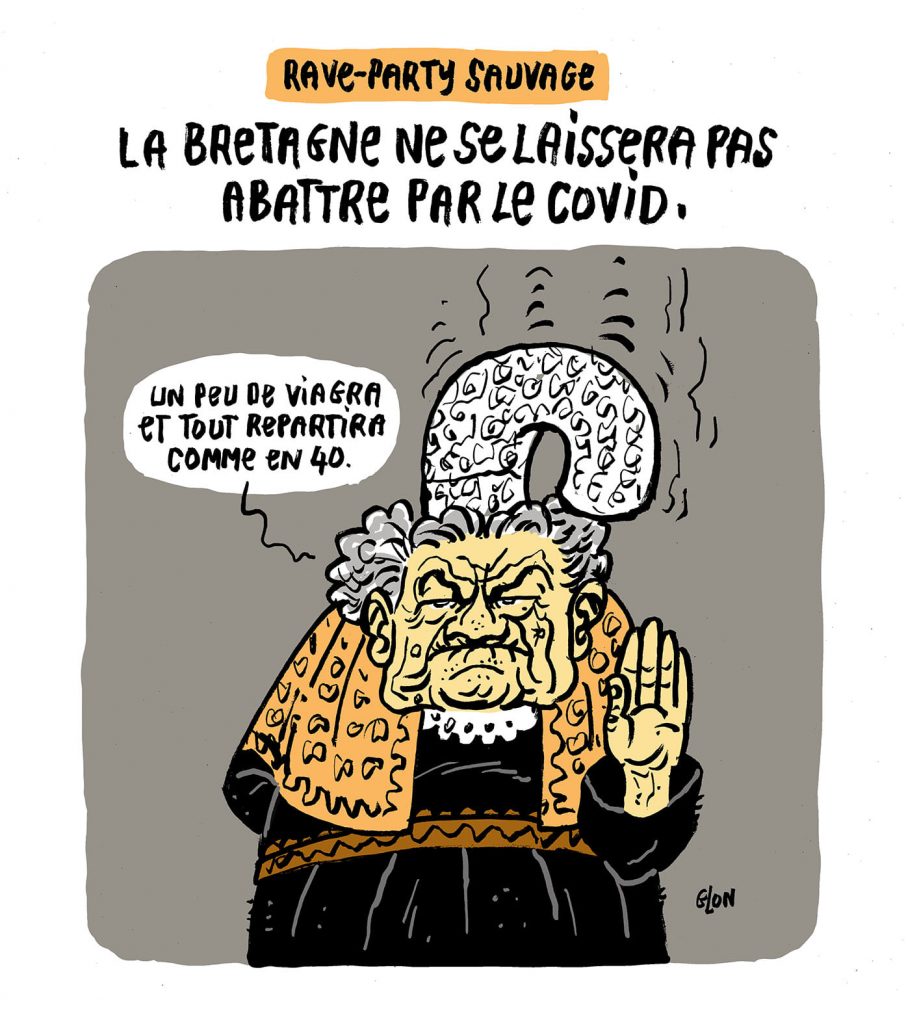 dessin presse humour rave-party sauvage coronavirus image drôle Bretagne bigoudène