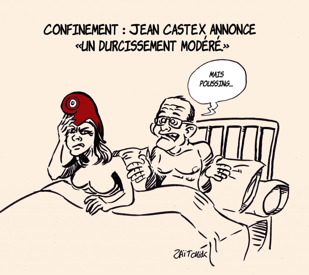 dessin presse humour coronavirus covid-19 image drôle Jean Castex confinement