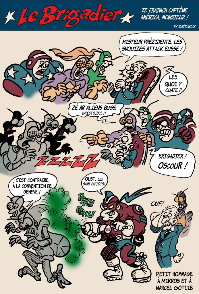 image drôle Le Brigadier dessin humour hommage Mikros Marcel Gotlib