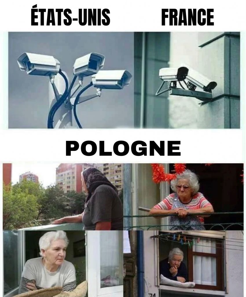 dessin humour vidéosurveillance caméras image drôle France États-Unis Pologne