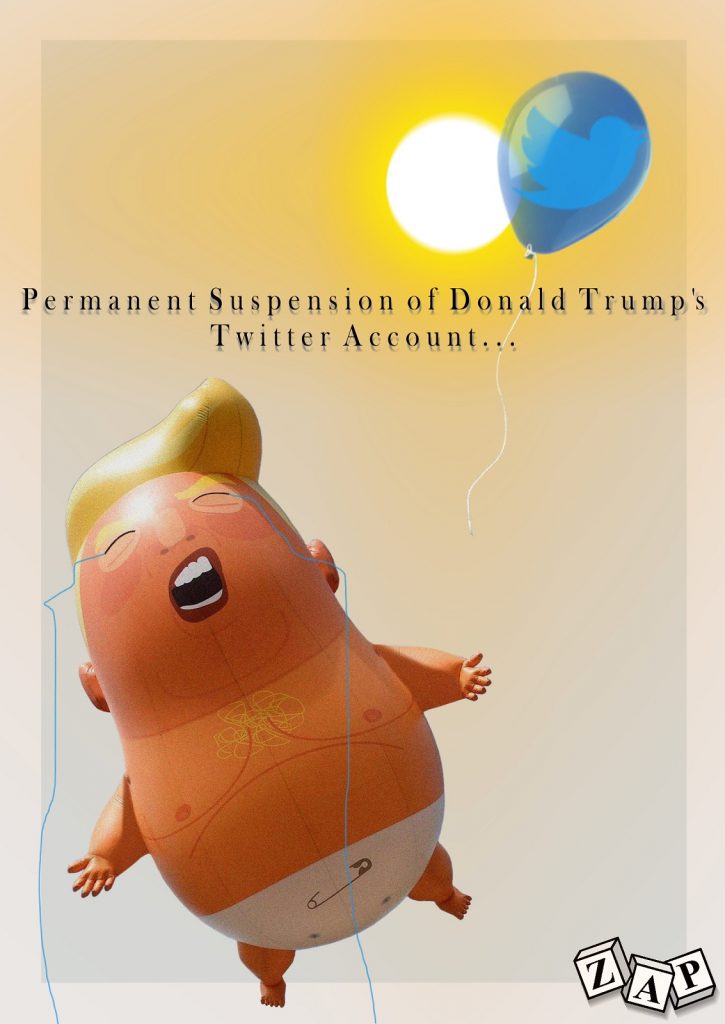 dessin presse humour États-Unis Donald Trump image drôle suspension compte Twitter
