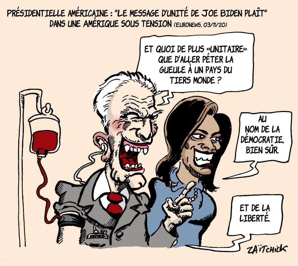 dessin presse humour États-Unis Joe Biden image drôle Kamala Harris unité