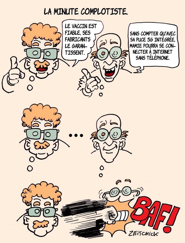 dessin presse humour coronavirus covid-19 image drôle vaccin fiabilité complotisme