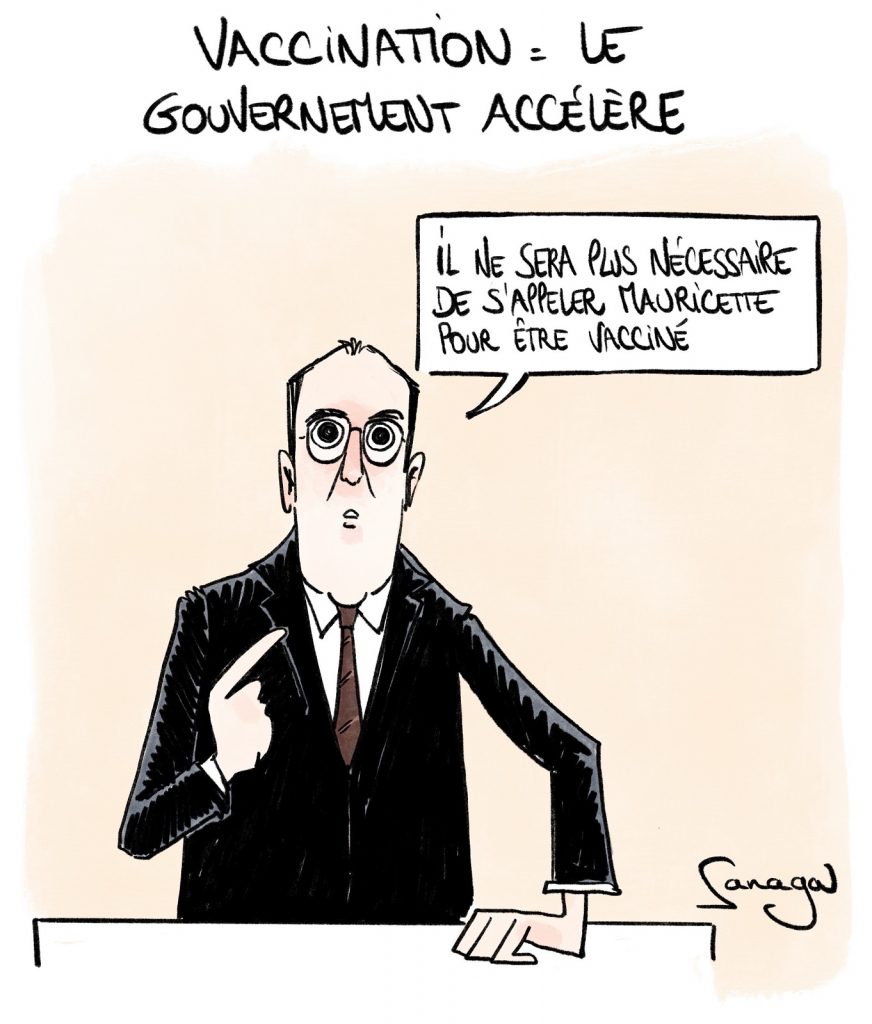 dessin presse humour coronavirus covid-19 image drôle Jean Castex vaccination Mauricette