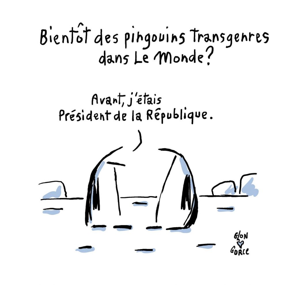 dessin presse humour Le Monde Xavier Gorce image drôle pingouin transgenre