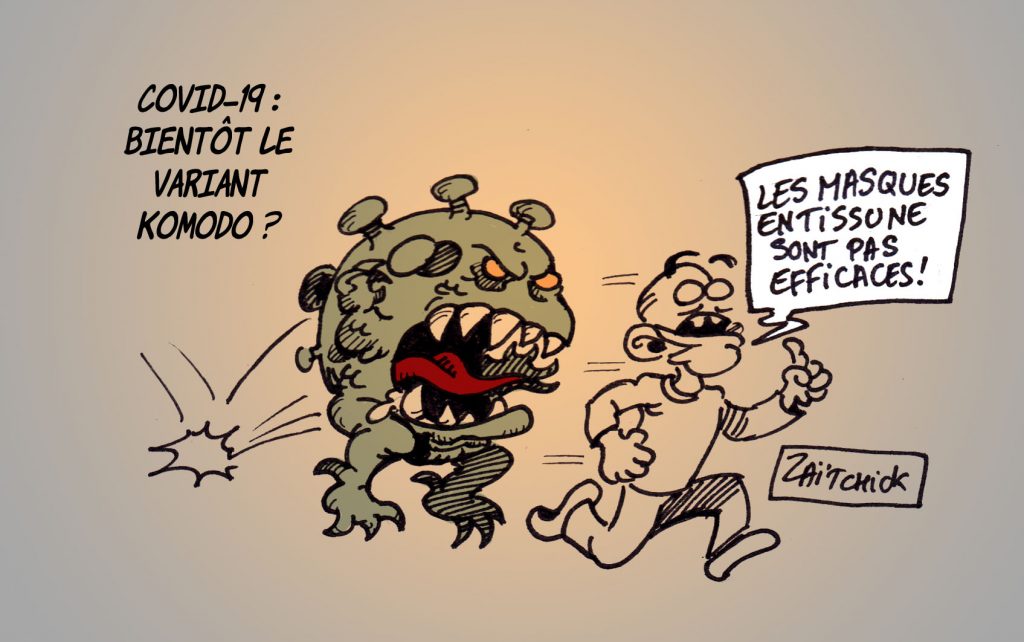 dessin presse humour coronavirus covid-19 image drôle mutation variant Komodo