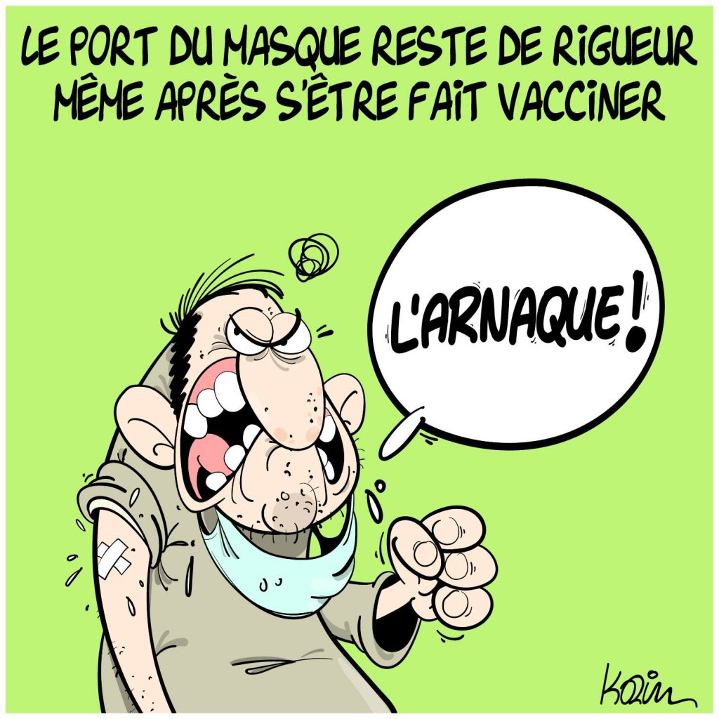 dessin presse humour coronavirus covid-19 image drôle vaccin port du masque